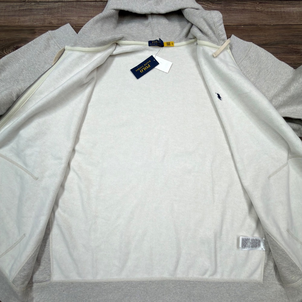 Polo Ralph Lauren Mens 3XB Zip Hoodie Grey Heather Fleece Waffle Lined NWT - Picture 8 of 10